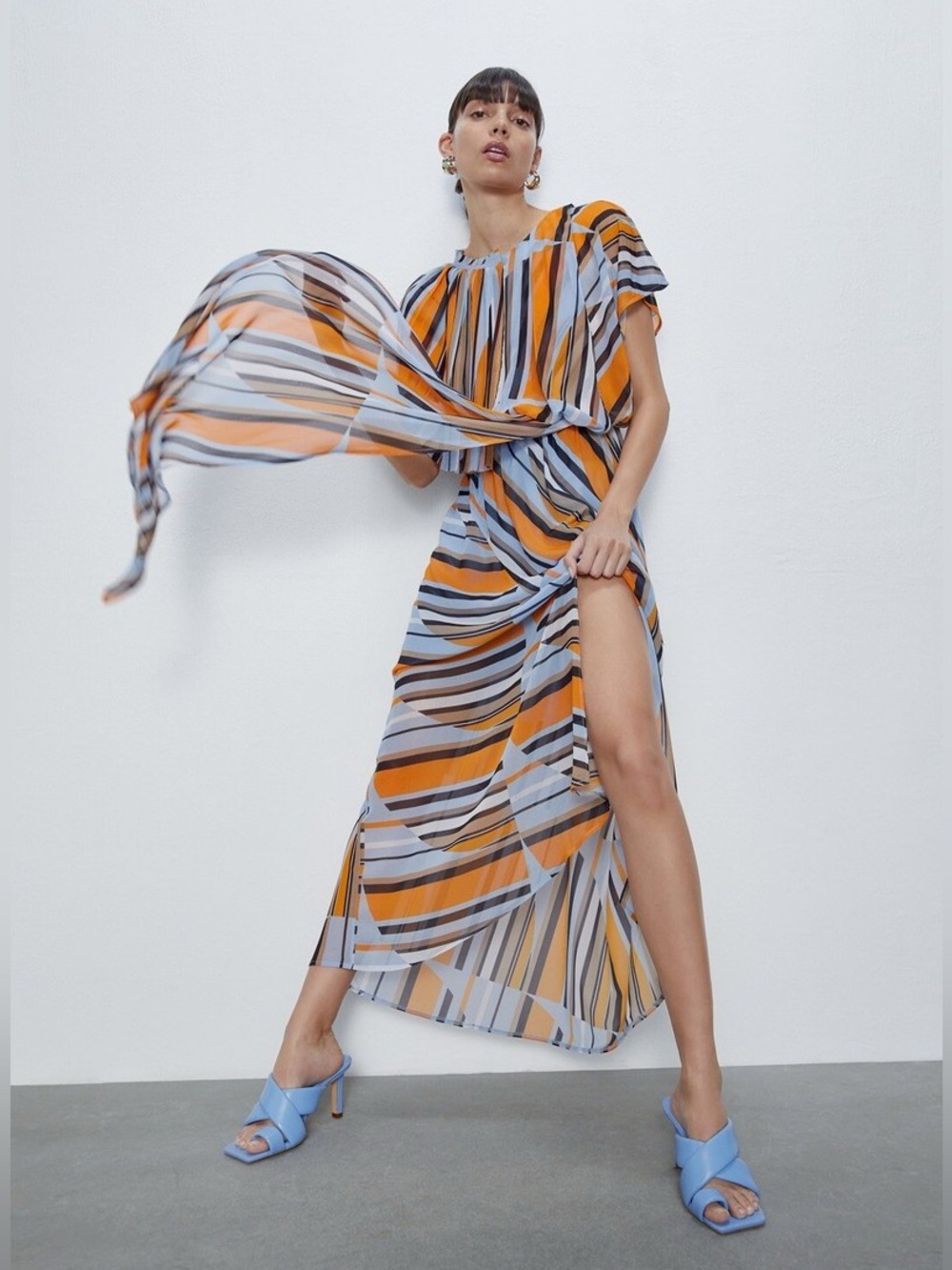 Zara Striped Multicolor Maxi Dress NWT